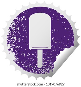 distressed circular peeling sticker quirky symbol orange ice lolly