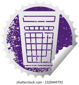 distressed circular peeling sticker quirky symbol calculator