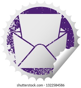 distressed circular peeling sticker quirky symbol letter and envelope