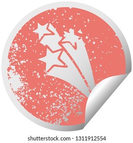 símbolo de pegatina de peeling circular de una estrella en llamas