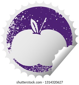 distressed circular peeling sticker symbol of a juicy apple