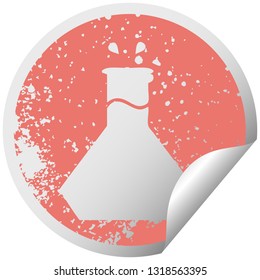 distressed circular peeling sticker symbol of a science experiment