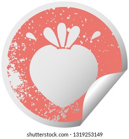 distressed circular peeling sticker symbol of a strawberry