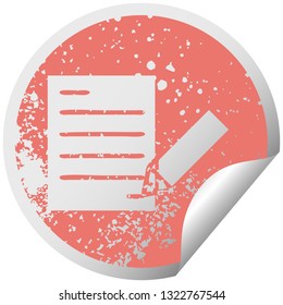 símbolo de pegatina de descascarillado circular de una letra de escritura de un documento