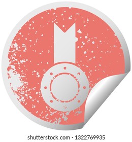 símbolo circular de pegatina de pelado angustiado de una medalla de oro
