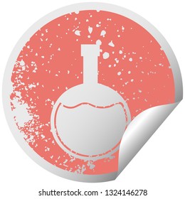 distressed circular peeling sticker symbol of a science experiment
