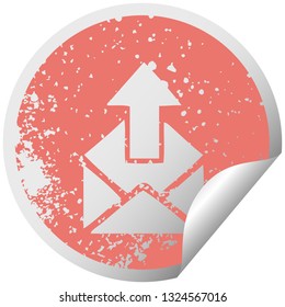 símbolo circular de pegatina de descascarillado de un mensaje de correo electrónico