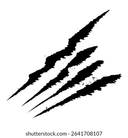 Distressed claw mark vector with wild texture and rough lines. Use for aggressive graphic projects, animal attacks, or horror artwork.
