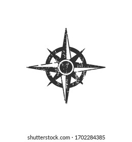 distressed compass rose, grunge effect. Stock Vector illustration isolated on white background.