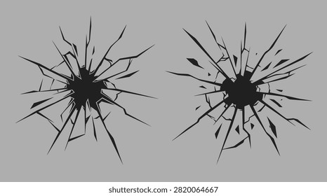 Distressed crack patterns representing surface damage or impact.