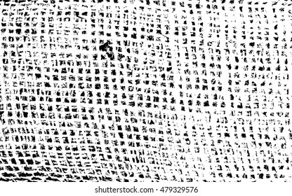 Distressed Cracked Overlay Texture of Old Sackcloth - Grunge background. Vintage Abstract Halftone Vector Illustration for creation abstract vintage effect with noise and grain