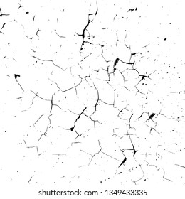 Distressed Cracked Paint Overlay Texture. Dry damaged peeled background. EPS10 vector