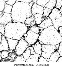 Distressed Cracked Paint Overlay Texture. Dry weathered grunge background. Grain used template.  EPS10 vector.