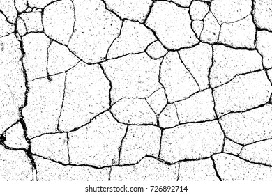 Distressed Cracked Paint Overlay Texture. Dry peeled grainy background. EPS10 vector.