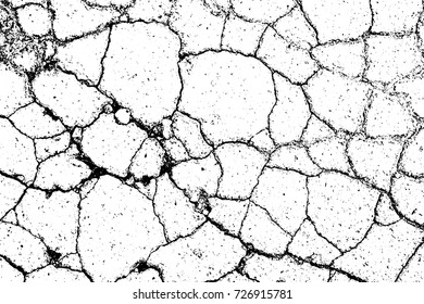 Distressed Cracked Paint Overlay Texture. Dry peeled grainy background. EPS10 vector.