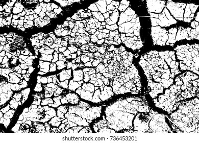 Distressed Cracked Paint Overlay Texture. Dry weathered grunge background. Grain used template. EPS10 vector.