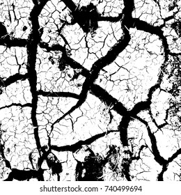 Distressed Cracked Paint Overlay Texture. Dry weathered grunge background. Grain used template. EPS10 vector.