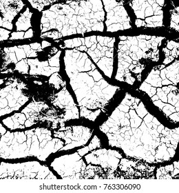 Distressed Cracked Paint Overlay Texture. Dry weathered grunge background. Grain used template. EPS10 vector.