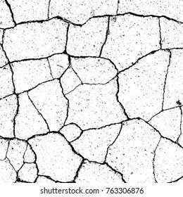 Distressed Cracked Paint Overlay Texture. Dry weathered grunge background. Grain used template. EPS10 vector.