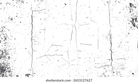 Textura de parede rachada angustiada com efeito de borda de splatter. Superfície de concreto grunge para design de sobreposição vintage. Detalhe do plano de fundo meteorológico.
