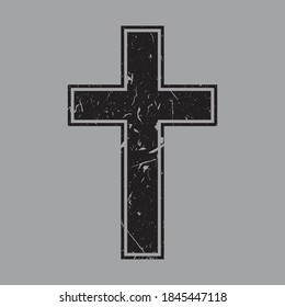 Distressed Cross - Christian Christ T Shirt Design Vector 