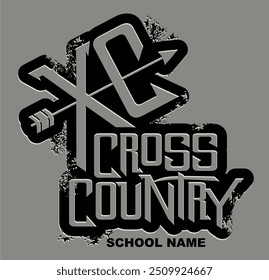 distressed cross country team design with arrow for school, college or league sports