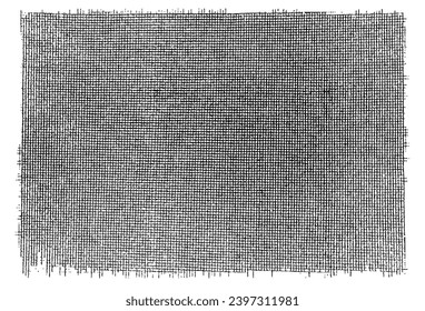 Distressed Crosshatch Pattern. Illustration of fabric with torn ends. Cotton fabric texture in black and white. Monochrome grunge background.