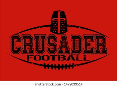 distressed crusader football team design with helmet and laces for school, college or league