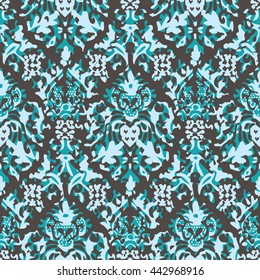 Distressed damask pattern seamless background tile