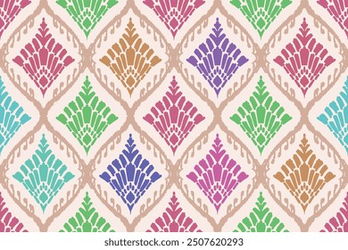 Distressed Damask Pattern, Seamless Ikat Background Pattern, flower print fabric in pattern background and wallpaper.