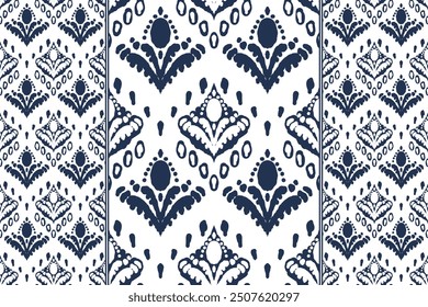 Distressed Damask Pattern, Seamless Ikat Background Pattern, flower print fabric in pattern background and wallpaper.