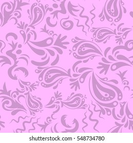 Distressed damask seamless pattern background tile. Vector seamless ornament in neutral colors.