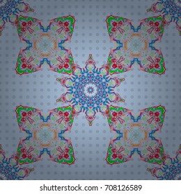 Distressed damask seamless pattern background tile. Vector seamless ornament in green and pink colors.