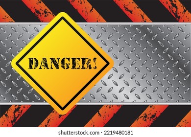 Distressed Danger Sign With And Grunge Texture, Cyber Crime, Computer Virus Symbol, Vector 