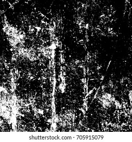 Distressed dark grainy overlay texture. Grunge dust messy background. Dirty powder rough empty cover template. Aged splatter crumb wall backdrop. Weathered drips aging design element. EPS10 vector.