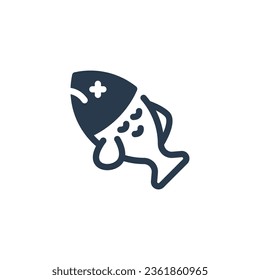 Ilustración de icono del vector de peces muertos en peligro