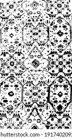 Distressed design for carpet and rugs