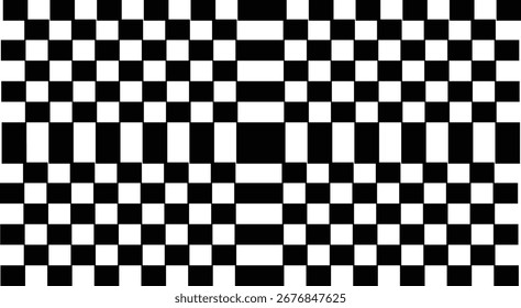 Patrón de cheque de diamante afligido fondo sin fisuras, fondo de tela a cuadros en blanco y negro, muestra de patrón está incluida, ilustración de patrón de ajedrez en blanco y negro,
