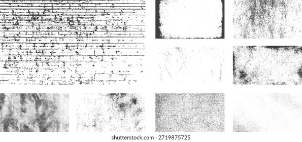 distressed dirty grunge textures vector set with rough scratched patterns for retro overlay and background design	