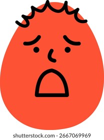 Emoticono de doodle angustiado con una expresión de shock