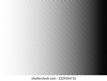 Distressed Dots Background. Halftone Black and White Overlay. Points Pattern. Fade Gradient Backdrop. Vector illustration