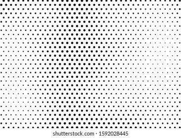 Distressed Dots Background. Halftone Pop-art Overlay. Vintage Pattern. Black and White Grunge Texture. Vector illustration