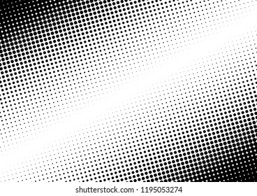 Distressed Dots Background. Monochrome Pop-art Texture. Grunge Overlay. Fade Gradient Backdrop. Vector illustration