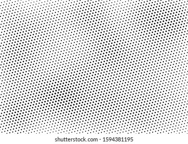 Distressed Dots Background. Monochrome Pop-art Pattern. Halftone Gradient Overlay. Grunge Abstract Backdrop. Vector illustration
