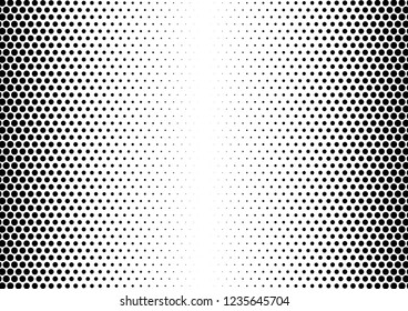 Distressed Dots Background. Monochrome Texture. Gradient Abstract Backdrop. Fade Pop-art Pattern. Vector illustration