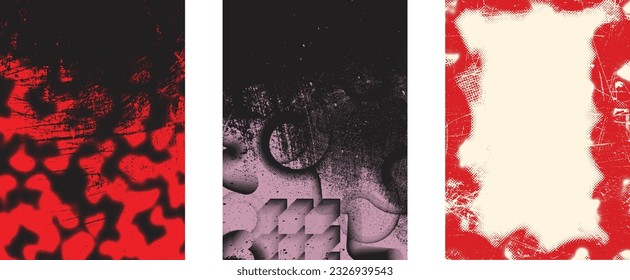 Distressed dotted design element. Duo tone, grunge poster . Modern art .Abstract, grungy composition . Half tone background. Halftone dots texture effect .Contemporary vector. Grange design.