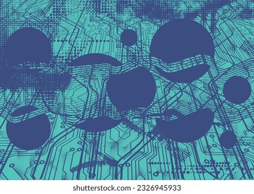 Distressed dotted design element. Duo tone, grunge poster . Modern art .Abstract, grungy composition . Half tone background. Halftone dots texture effect .Contemporary vector. Grange design.