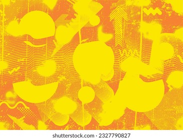 Distressed dotted design element. Duo tone, grunge poster . Modern art .Abstract, grungy composition . Half tone background. Halftone dots texture effect .Contemporary vector. Grange design.