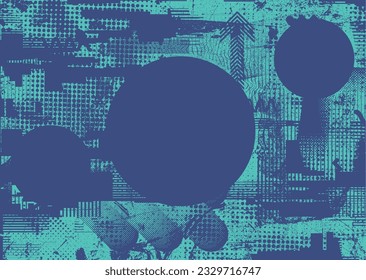 Elemento de diseño de puntos con problemas. Tono de Duo, afiche de estruendo. Arte moderno. Resumen, composición grosera. Fondo de medio tono. Efecto de textura de puntos de semitono .Vector contemporáneo. Diseño de rango