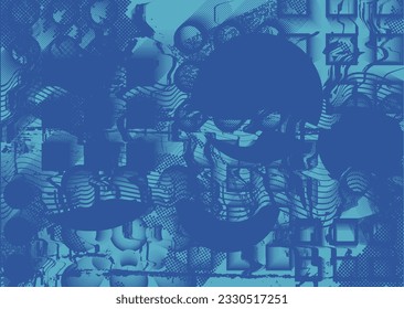 Distressed dotted design element. Duo tone, grunge poster . Modern art .Abstract, grungy composition . Half tone background. Halftone dots texture effect .Contemporary vector. Grange design